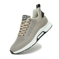 thumbnail image 2 of CERYTHRINA Mens Elevator Sneakers Lace up Sports Shoes Invisible Height Increasing Elevator Shoes 2.36 Inches Taller Lightweight Breathable Mesh Upper Hidden Heel Trainers Beige 42, 2 of 6