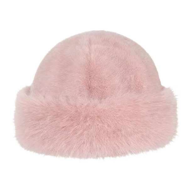 Gorro de invierno de piel sintética, grueso y moderno, ideal para actividades al aire libre en climas fríos, ciclismo, viajes y acampada. rosa