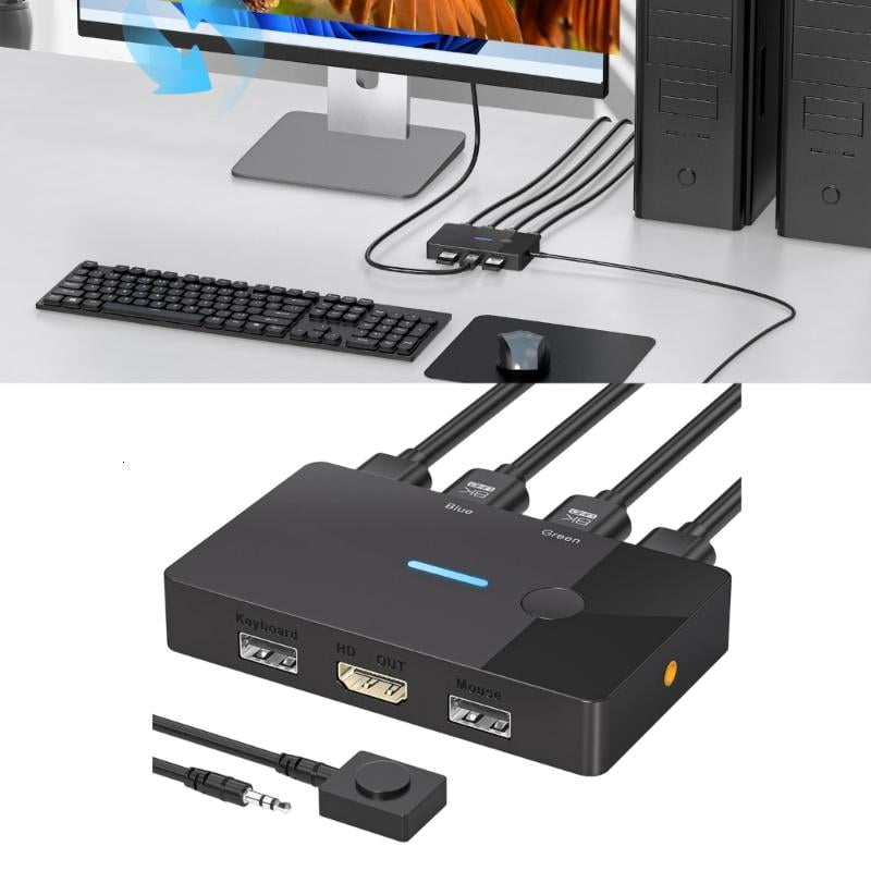CEORPER 8K USB KVM Device HDTV Switcher Box Splitter Display Equipment USB Switcher