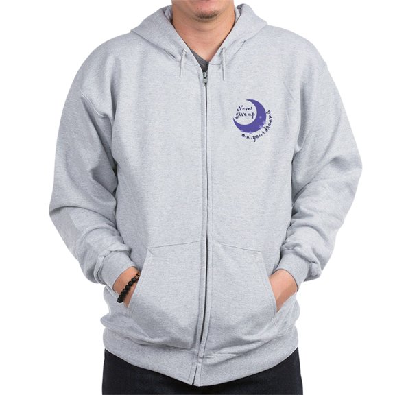 CafePress - NEVER GIVE UP ON DREAMS Zip Hoodie - Zip Hoodie, Classic Hooded Sweatshirt with Metal Zipper