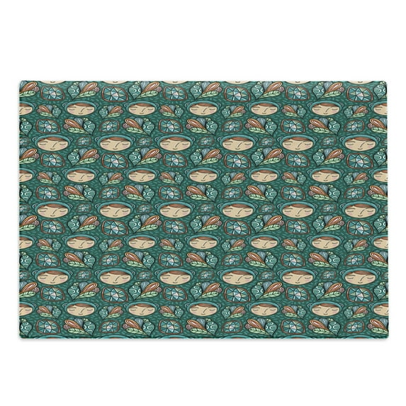 Nursery Cutting Board, Cartoonish Girl with Bear Hat Magic Crystals and Mystic Herbs Alchemy, Decorative Tempered Glass Cutting and Serving Board, in 3 Sizes, by Ambesonne