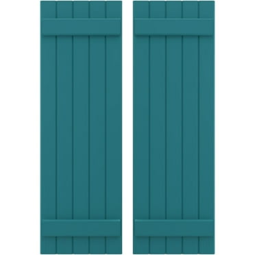 Ekena Millwork 17 1/2"W x 81"H Americraft Five Board (2 Batten) Exterior Real Wood Joined Board-n-Batten Shutters (Per Pair), Antigua