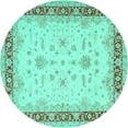 thumbnail image 1 of Ahgly Company Indoor Round Oriental Turquoise Blue Traditional Area Rugs, 6' Round, 1 of 4