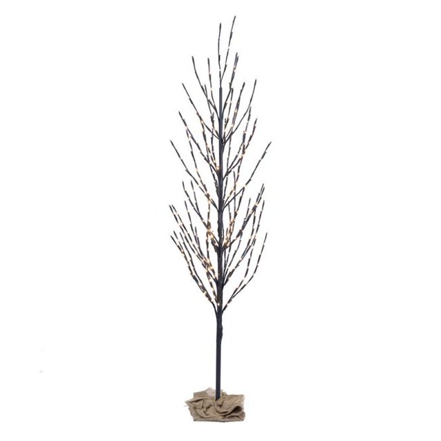 Brown Flat Base Christmas Tree with Warm White LED Lights, 3 ft.