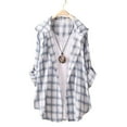 thumbnail image 4 of Outfmvch Long Sleeve Button Up Shirts for Women，Lightweight Flannel Shirt Women，Plaid Button Down Shirts for Women，Flannel Shirts for Women，Blouses for Women，Plaid Shirt，， White，3XL, 4 of 4