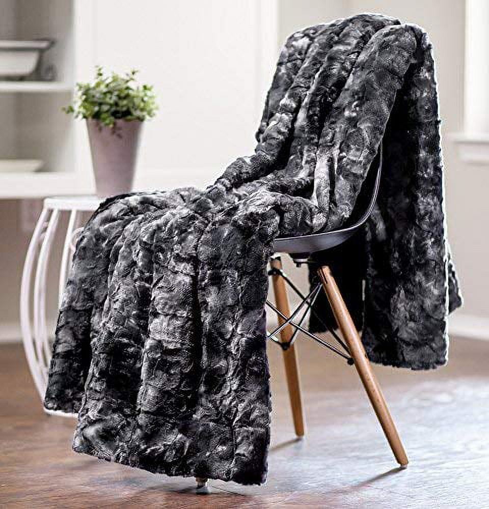 Chanasya faux fur throw blanket super soft discount fuzzy cozy warm fluffy plush blanket bed