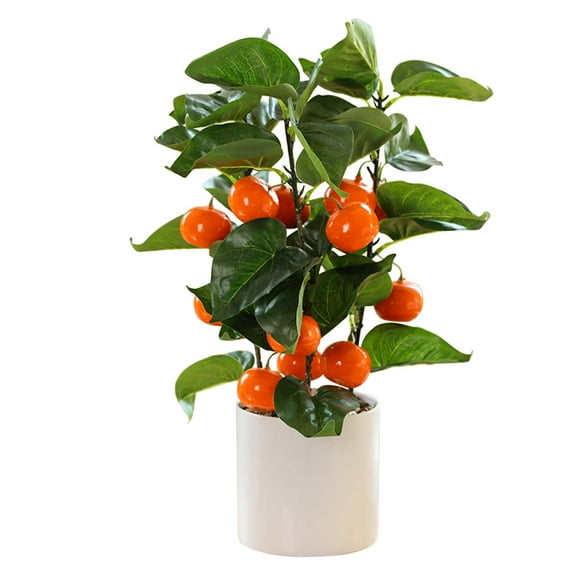 Lemon Small prosthetic Fruit Tree Decor Artificial Potted Tree with White Pot Potted Plant Perfect for Kitchen Home Indoor