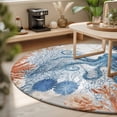 thumbnail image 3 of Round Area Rugs 7Ft, Coastal Blue Octopus Non-Slip Washable Circle Rugs Carpet, Summer Nautical Marine Life Leaves Indoor Outdoor Rug Floor Mats Throw Runner for Bedroom Living Room Bathroom, 3 of 8