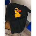 thumbnail image 1 of [Camiseta de pato] Camiseta de algodón con cuello redondo | Gráfico divertido de pato, ligeramente elástica, estampado del alfabeto, corte regular, ideal para verano para niños de 12 años o menos, 1 of 5
