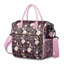 Pioneer Flower Floral Print Pattern Womens Lunch Box for Work,Insulated Large Lunch Bag for Tween and Teen,Loncheras Para Mujer,Leakproof Adult Lunch Bag for Work,Beach,Travel,Picnic,Camping