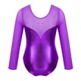 thumbnail image 2 of YONGHS Kids Girls Ballet Dance Shiny Metallic Gymnastics Leotard Figure Skating Dancewear Purple 12, 2 of 7