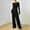Black, variant on SDNall Elastic Waist Casual Pants Two-Piece Set with Crew Neck Loose Top for Women