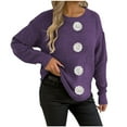 thumbnail image 2 of Zedker Casual Solid Color Fashion Three-Dimensional Decoration Crewneck Sweaters for Women, Comfy Loose Pullover Knitted Tops for Fall,Purple,M, 2 of 5
