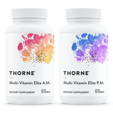 THORNE Multi-Vitamin Elite - Daily Nutritional Supplement - AM Formula Supports Cellular Energy Production and PM Formula Supports Restful Sleep* - Gluten-Free,Dairy Free - 180 Capsules - 30 Servings