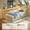 Natural, variant on Joywind Twin Corner Bed Frame with Storage Drawers, Captain Bed with Bookcase Headboard, Charging Station & LED Lights,Natural