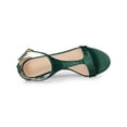 thumbnail image 4 of BLISSFUL STEP Women's Shoes T-Strap Embossed Kitten Heel Buckle Closure Open Toe Dress Sandals Dark Green 10, 4 of 7
