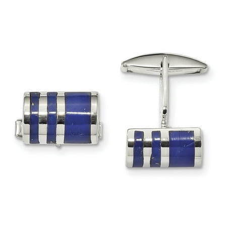 - 925 Sterling Silver Lapis Cuff Links Mens Cufflinks Link Dad Mens Gift Set