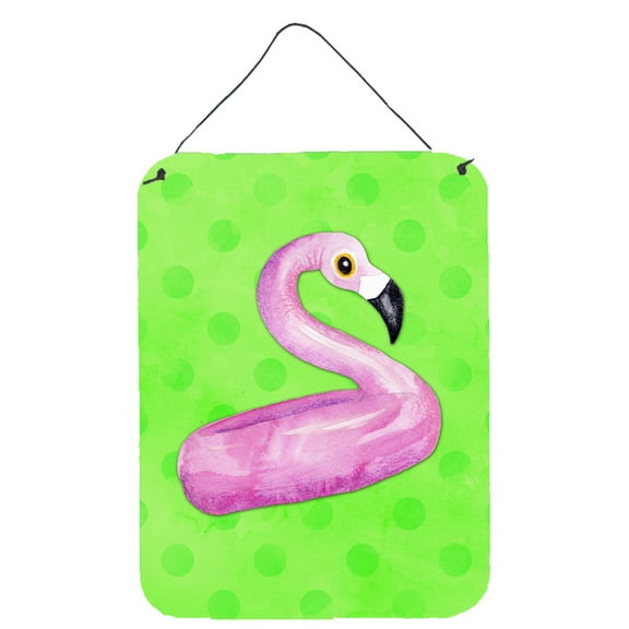 Carolines Treasures BB8255DS1216 Flamingo Floaty Green Polkadot Wall or Door Hanging Prints 12x16 multicolor