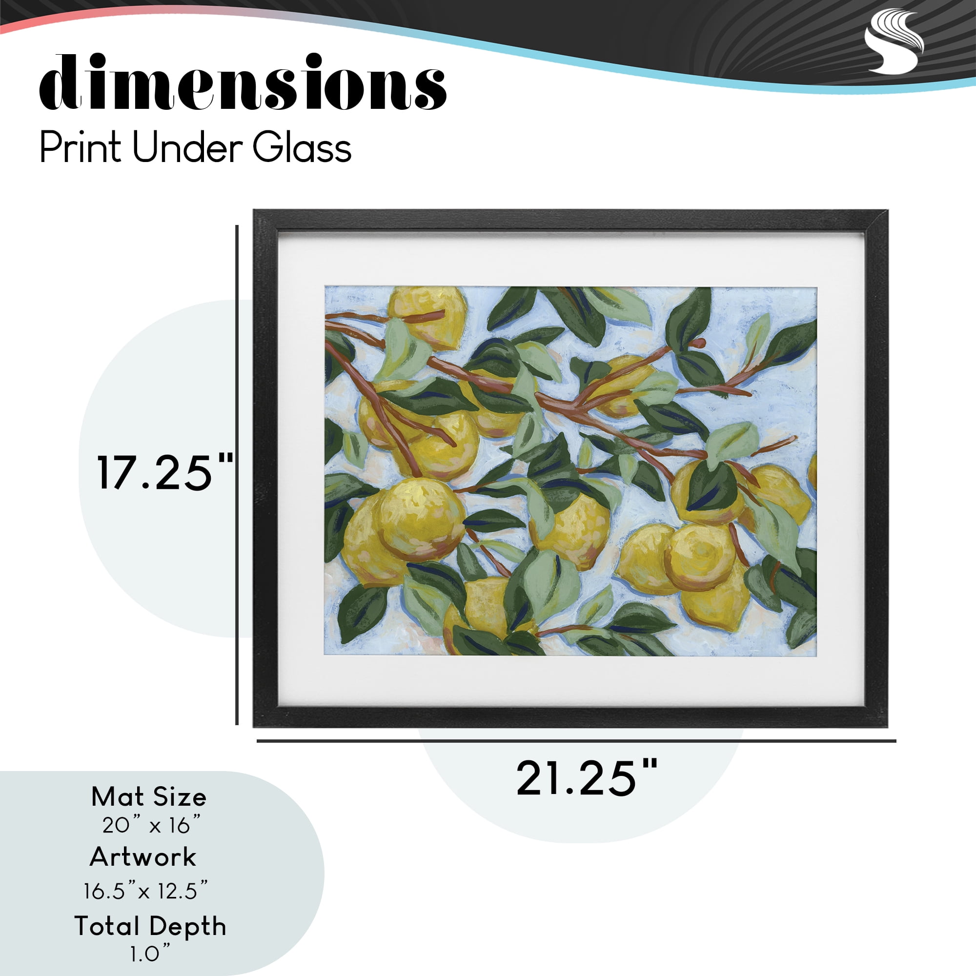 Stupell Industries Sunshine Citrus Tree Black Framed Print Under Glass, design by June Erica Vess
