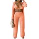 thumbnail image 2 of VISgogo Conjunto de Ropa de 3 Piezas para Mujer, Blusa de Color Sólido de Manga Larga con Cuello de Solapa + Sujetador + Pantalones de Pierna Ancha VISgogo moda, 2 of 7