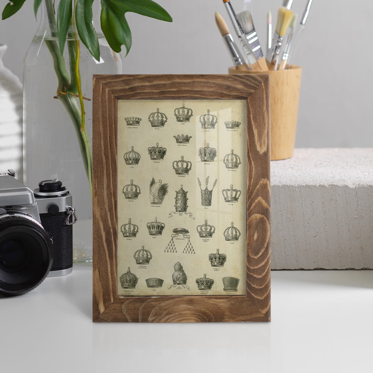 Heraldic Crowns & Coronets II -Framed Print w/glass-Walnut