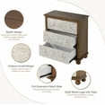 thumbnail image 7 of COZAYH Rustic Farmhouse 3-Drawer Dresser Chest Accent Cabinet with Leaves Pattern Carved, Vintage French Country Nightstand for Bedroom, Living Room, Fully-Assembled, Distressed Finish, White & Brwon, 7 of 7