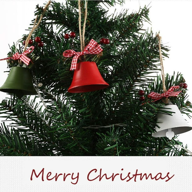 6 X Large 4cm Dark Red Christmas Metal Bells on Ribbon Jingle 
