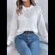 thumbnail image 5 of Suéteres de Crochet para Mujer, Cuello Redondo, Larga, Lindos Suéteres de Algodón Calados, Tops de Punto. S, 5 of 10
