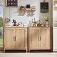thumbnail image 4 of Joaxswe Farmhouse Sideboard and Buffets, Natural Oak Buffet Cabinet with 2 Doors and Adjustable Shelves, Accent Cabinet for Living Room Kitchen Entryway, 4 of 11