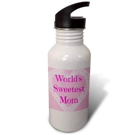 

Worlds sweetest mom pink big heart red 21 oz Sports Water Bottle wb-172890-1
