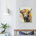 thumbnail image 4 of JEUXUS  Highland Cow Wall Art Colorful Abstract Animals Portrait Paintings Vintage Brown Cattle Canvas Prints Watercolor Farmhouse Artwork for Living Room Bedroom Bathroom Kitchen Home, 4 of 5