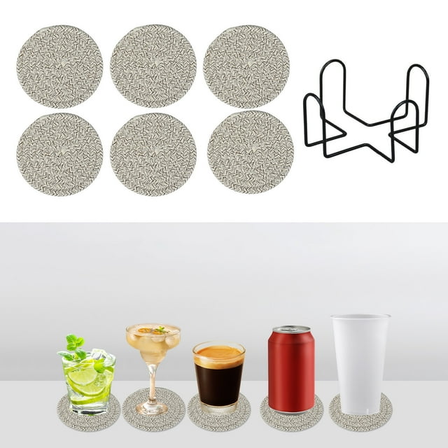 Tranfacy Home and Kitchen,Hot Pads for Kitchen,Woven Round Non Slip Non Scald Yarn Placemats Thermal Insulation Durables Table Insulation Coasterss Coasterss 6pcs with Storage Holders