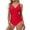 Red, variant on Push Up One Piece Swimsuit for Women with Tummy Control, Retro Ruched Ruffles, Slimming Vintage Padded Swimwear