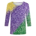 thumbnail image 5 of Mardi Gras Shirts for Women 3/4 Sleeve Crew T-Shirt Sequin Sparkly Blouses Funny Holiday Outfits Fat Tuesday Tshirt Mask Graphic Tees Spring Fashion Outfits Trendy Clothes 2026, 5 of 6