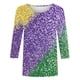 thumbnail image 5 of Xuyuer 2025 Womens 3/4 Sleeve Tops Mardi Gras and Christmas Costumes Fashion Round Neck Blouse, 5 of 6