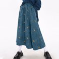 thumbnail image 2 of Levmjia Jupe Midi Décontractée pour Femmes en Velours Côtelé Taille Haute Brodée Florale Imprimée Confort Automne Hiver, 2 of 7