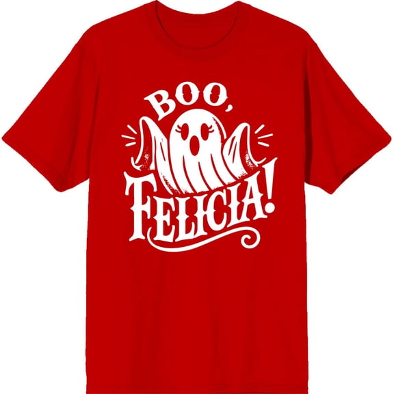 Boo Ghost Felicia Adult Red Crew Neck Short Sleeve Tee-Medium