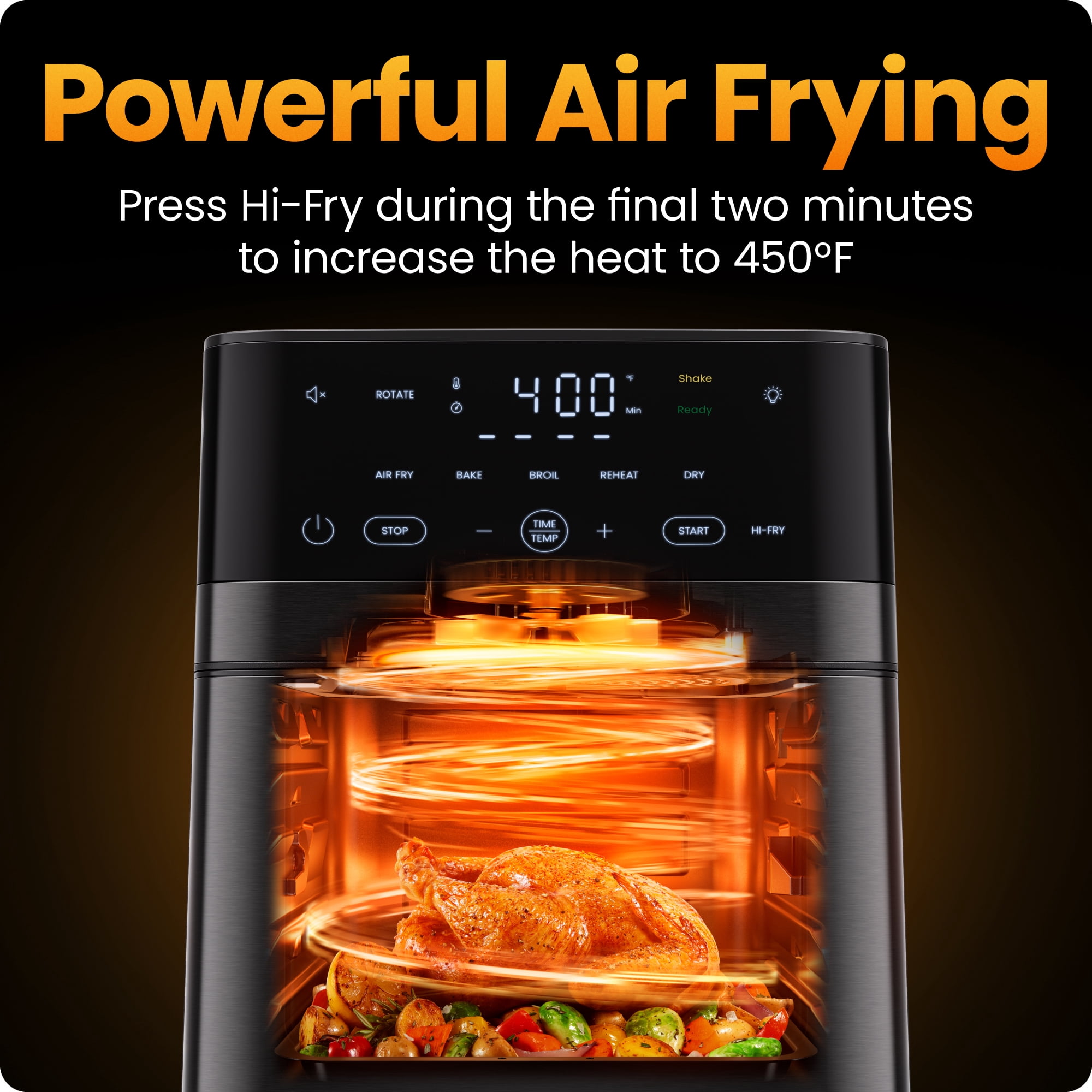 Chefman 14-Quart Multifunctional Air Fryer+ with 5 Cooking Functions – Black