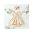 thumbnail image 3 of Xingqing Summer Adorables Baby Filles Romper Dress Bandeau 2pcs Lace Manches Volants Solides Combinaisons 2pcs Set, 3 of 7