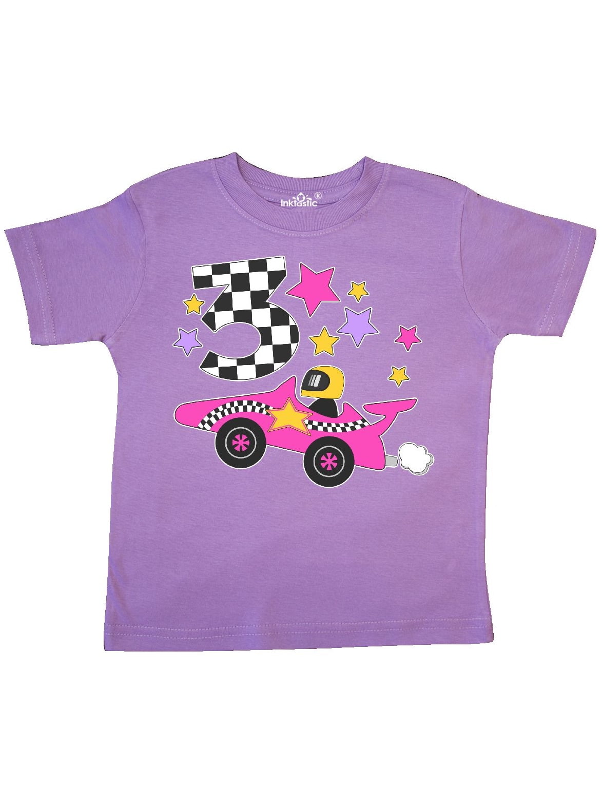 Inktastic Happy 3rd Birthday Pink Racing Car Toddler T Shirt