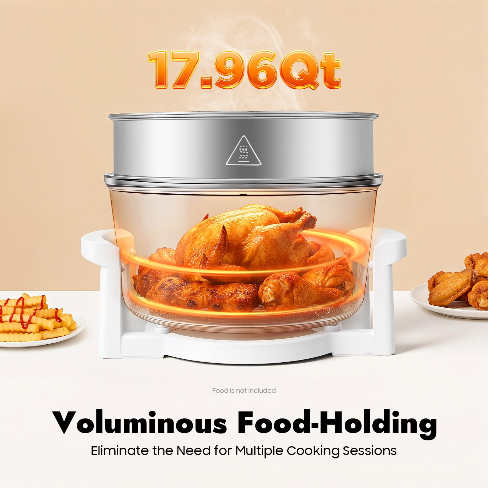 17L Large Capacity Air Fryerm,1200W-1400W Halogen Oven with Glass Pot,Adjustable Temperature & 0-60Min Timer,See-Through Cooking, Home Kitchen Gift
