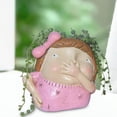 thumbnail image 3 of Maceta con forma de cabeza divertida, linda escultura, figura creativa de resina, estatua con cara y flores. Chica, 3 of 9