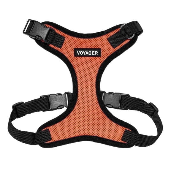 Voyager Step-In Lock Pet Harness - All Weather Mesh, Adjustable Step In Harness for Cats and Dogs by Best Pet Supplies - Orange/Black Trim, XS