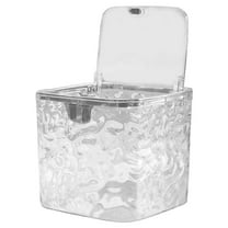 OUNONA Small -up Trash Can with Lid, Transparent Garbage Bin for Office, Kitchen, Bathroom, Compact and Portable