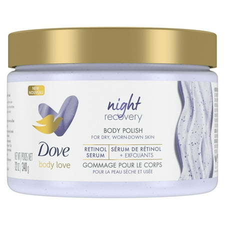 Dove Body Love Body Polish Night Recovery Body Scrub with Retinol and Botanical Oils  12 oz
