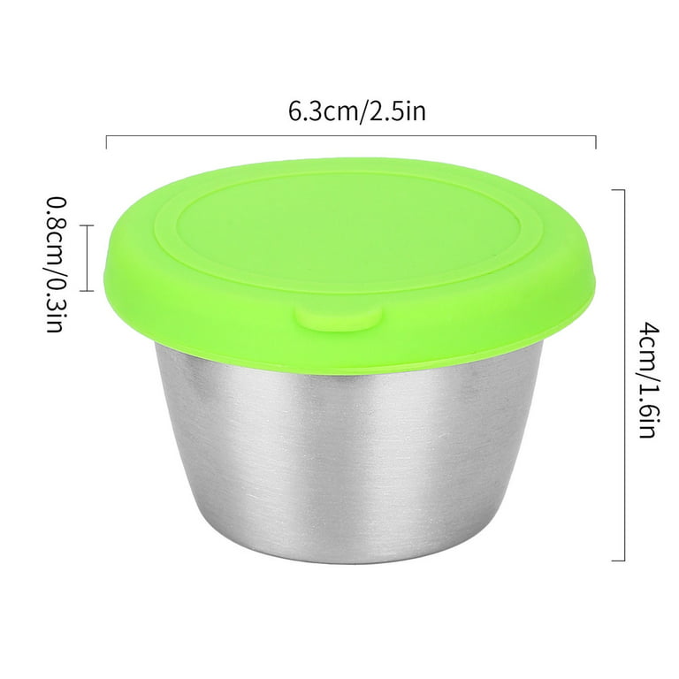 Salad Dressing Containers To Go, 6x1.5 oz Small Condiment Containers with  Lids, 18/8 Stainless Steel Dipping Sauce Cups Set, Easy Open, Leakproof
