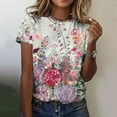 thumbnail image 2 of Otvok Womens Summer Tops Regular Casual Short Sleeve Flower Print Round Neck Pullover Blouse, 2 of 6