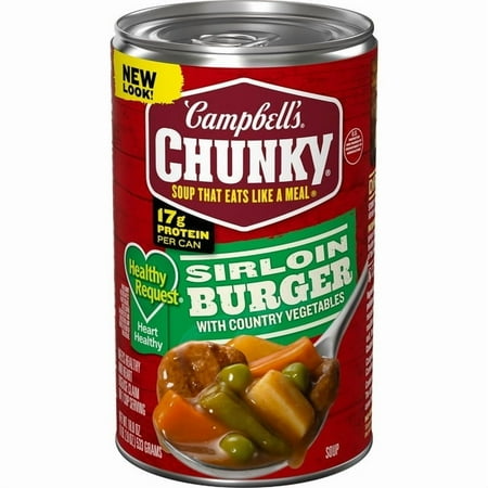 Campbell's Chunky Healthy Request Sirloin Burger with Country Vegetables Beef Soup 18.8 oz Can (Pack of 5)