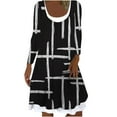 thumbnail image 1 of Moda mujer Atume Casual manga larga cuello redondo mariposa empalme vestido estampado Pompotops hdfakjf123, 1 of 3