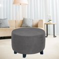 thumbnail image 4 of Round Ottoman Slipcover Ottoman Covers Slipcover Footstool Protector Covers Storage Stool Ottoman Covers Stretch Furniture Protector Machine Washable Gray, 4 of 7